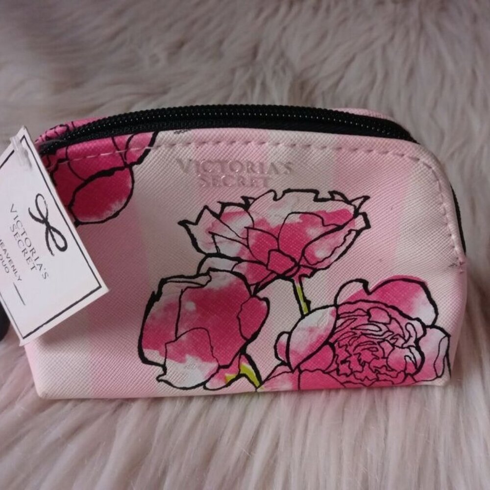 VICTORIA'S SECRET HEAVENLY DUO FLORAL ZIP UP MAKE UP BAG